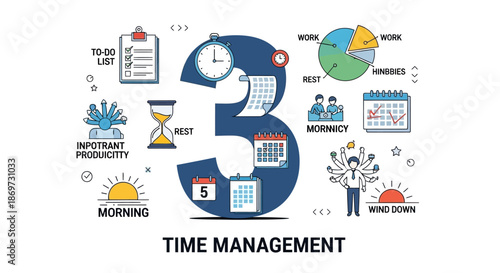 Effective time management strategies for productivity and work life balance illustration with organization and planning and scheduling and efficiency
