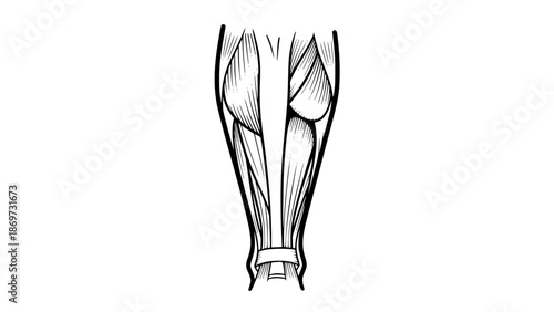 Flat vector illustration of calf muscles isolated, fitness anatomy style, gym training illustration, clean minimal vector, sports education graphic
