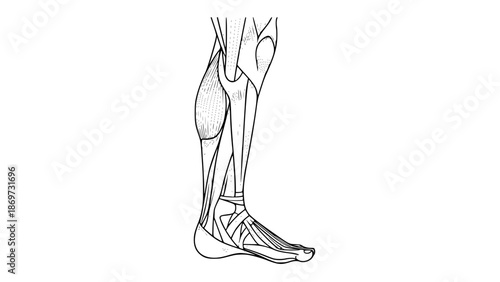 Flat vector illustration of calf muscles isolated, fitness anatomy style, gym training illustration, clean minimal vector, sports education graphic