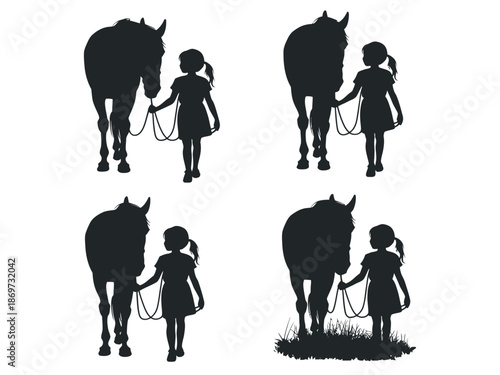 Silhouette of Girl with Horse