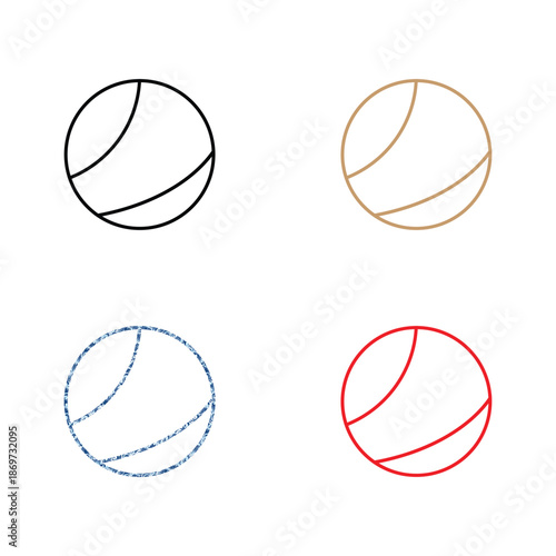 Tennis Ball with different colours Flat Icon
