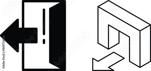 Login and logout icon set. Set of sign out, Sign in vector icon. Open and close door symbol.Website user logout and login isolated icon.