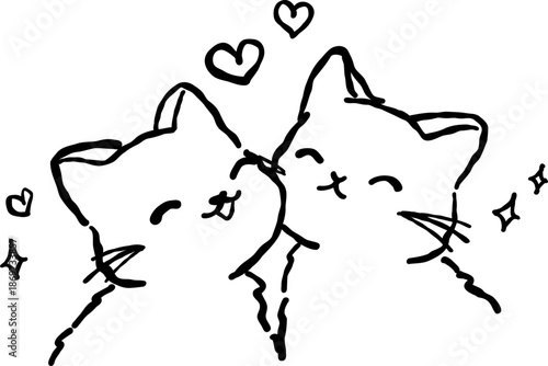 Hand Drawn Cat Couple