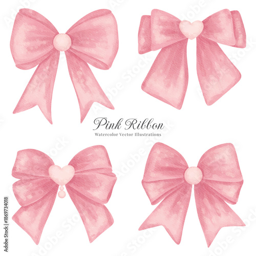 Coquette pink ribbon vector elements