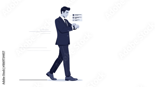 Businessman checking smart watch, concept of time management and technology in business