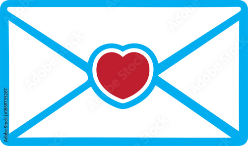 Love Letter Icon with Heart Seal — Romantic Message Envelope Illustration