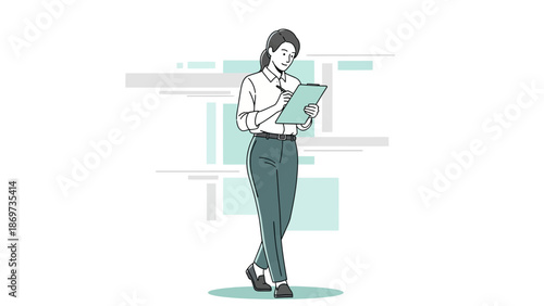 Businesswoman writing on clipboard, office work, planning, checklist, career, success, female entrepreneur