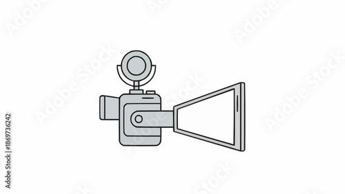 Vintage Video Camera with Microphone and Screen.