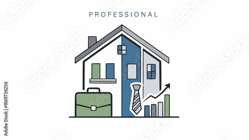 Professional House Concept With Business Elements.
