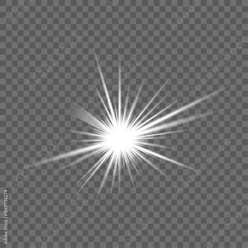 bright white starbursts on a transparent background creating a dazzling light effect, and star burst light ray radiance shine shiny sparkle illumination overlay