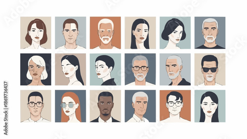 Diverse Group of People Portraits Collection.