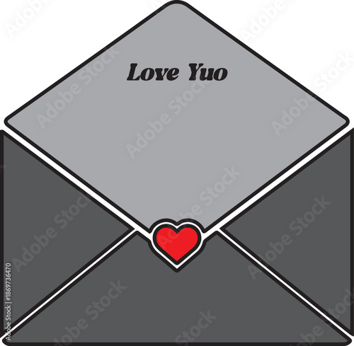 Love Letter Icon with Heart Seal — Romantic Message Envelope Illustration