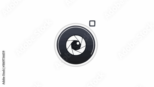 Camera lens aperture symbol graphic design.