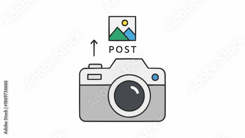 Camera uploading a post with a landscape image.