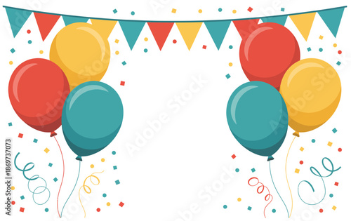 Festive Balloons and Bunting Archway, Celebrating Joy and Fun