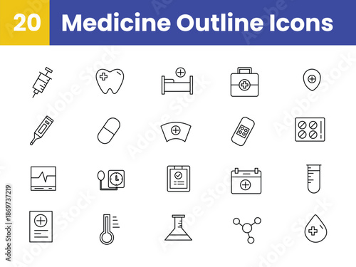 Medical Healthcare Outline Icon Set