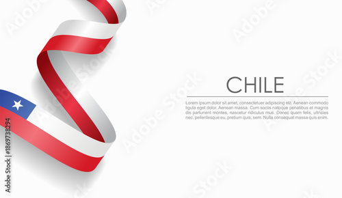 Chilean flag wavy ribbon, symbolizing national pride, ideal for patriotic or cultural design themes. Vector illustration.