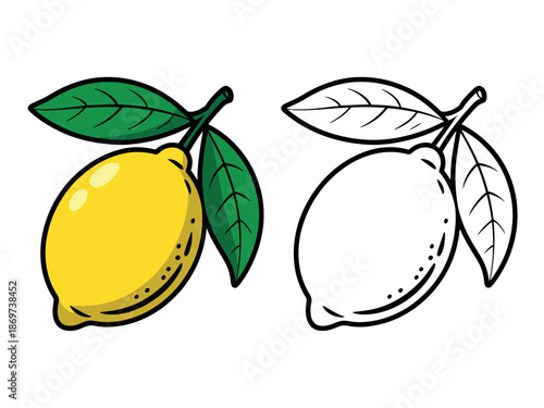 Colorful Lemon Illustrations with Leaves