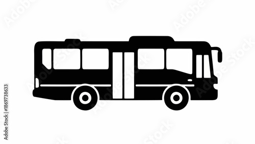 Bus icon flat vector silhouette side angle