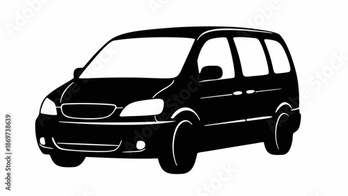 Mini van silhouette front-side angle icon vector
