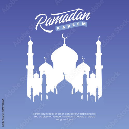 Ramadan Kareem Mosque Silhouette Greeting Card