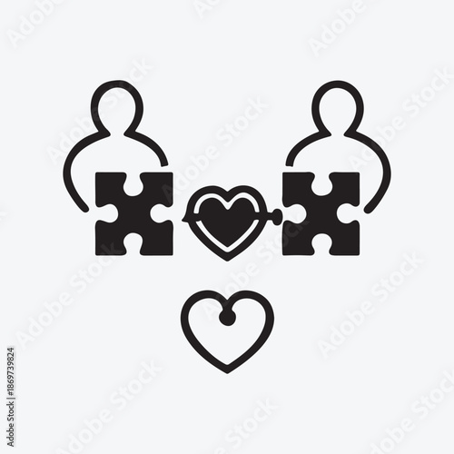 Couple in love heart puzzle vector illustration for Valentine and romance