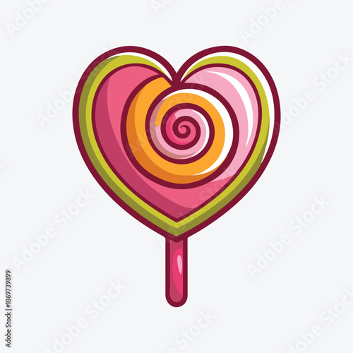 Heart shaped lollipop colorful vector illustration for love and Valentine
