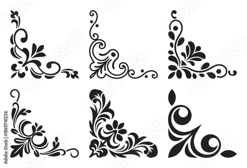 Collection of six ornamental corner designs