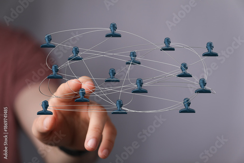 фотографія Abstract network of connected people icons