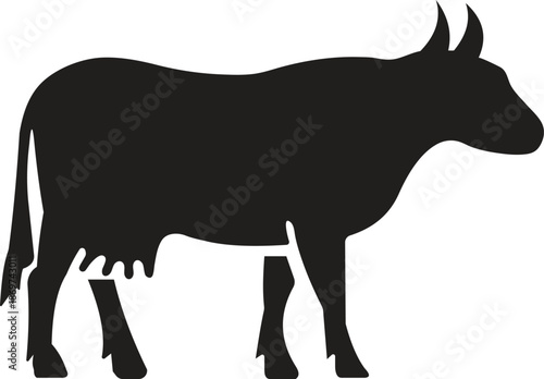 Livestock cow silhouette flat vector illustration isolated on white