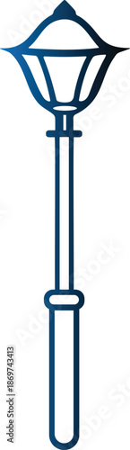 Elegant vintage style street lamp icon, a classic outdoor light fixture illustration with a detailed design, perfect for urban design and historical architecture themes, offering charming illumination