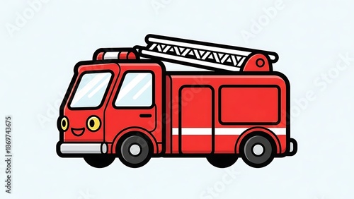 Wallpaper Mural Red Fire Truck Cartoon Illustration Vehicle. Torontodigital.ca
