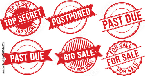 red stamps approval and warning label collection