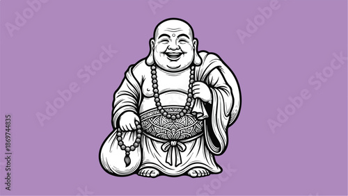Smiling Buddha Illustration A Symbol of Happiness and Prosperity.