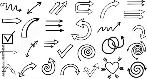 hand-drawn arrows sketch direction symbol collection
