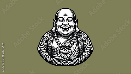 Smiling Buddha Illustration A Symbol of Peace and Happiness 1.