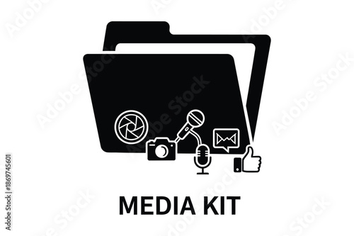 Media Kit Folder Icon with Content Creator Brand Asset Symbols