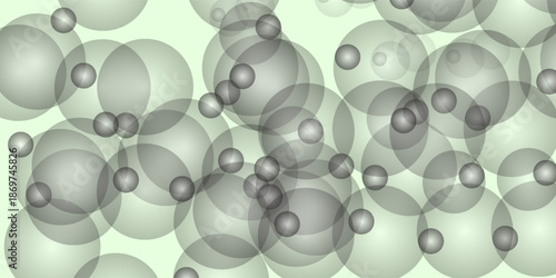 Abstract background with translucent overlapping bubbles in various sizes on a light green backdrop.