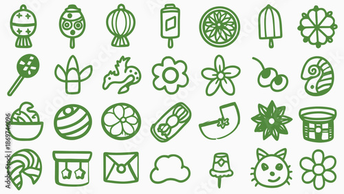 Retro vintage chinese new year doodle icons. Doodle sketch drawings in grunge charcoal style for winter holidays party celebration perfect for posters and invitation cards.