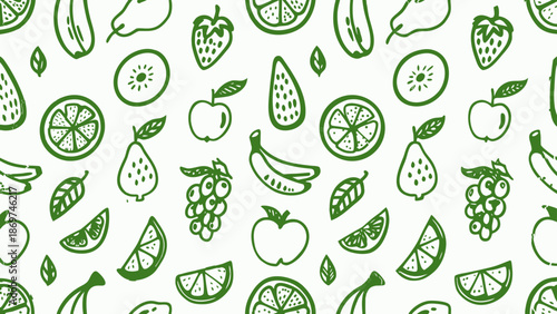 Retro vintage seamless fruit themed doodle icons. Doodle sketch drawings in grunge charcoal style for winter holidays party celebration perfect for posters and invitation cards.