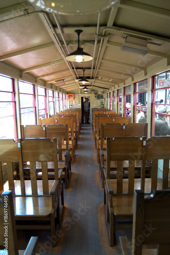 Interior of the Sagano Romantic train, Arashiyama, Japan