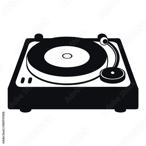 Silhouette of a dj turntable on a white background.