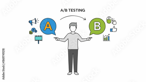 Man choosing between option A and option B for A B testing.