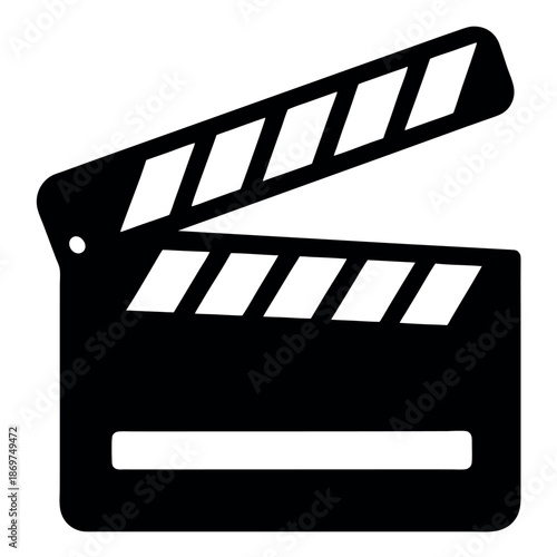 Silhouette-of-a-movie-clapperboard-on-a-white background  