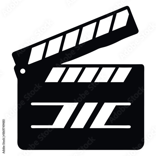 Silhouette-of-a-movie-clapperboard-on-a-white background  