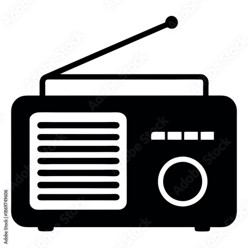 Silhouette-of-a-radio-on-a-white-background 