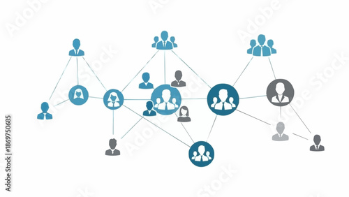 Connected people network diagram showing relationships and communication.