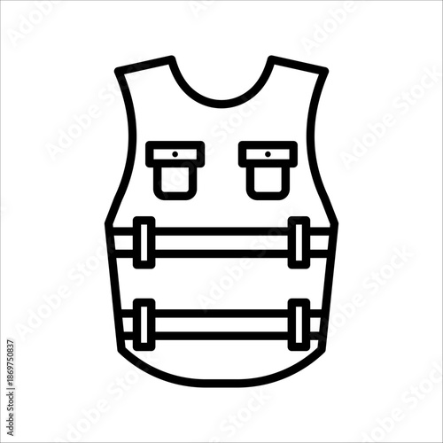 Bulletproof vest Icon. Symbol isolated white background. vector illustration. color editable.