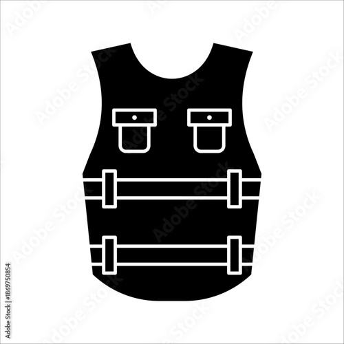 Bulletproof vest Icon. Symbol isolated white background. vector illustration. color editable.