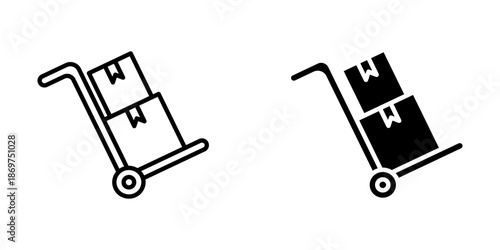 Hand truck Icon set. Symbol isolated white background. vector illustration. color editable.